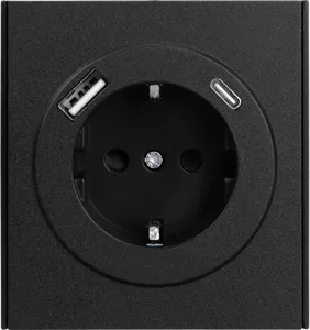 Розетка STRONG 1-ая с/з с/у з/ш 16А с USB A+C быстрой зарядки 5В/3А антрацит KRANZ
