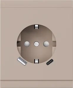 Розетка SETE 1-ая с/з с/у з/ш 16А с USB A+C быстрой зарядки 5В/3А кашемир IP20/IP44 KRANZ