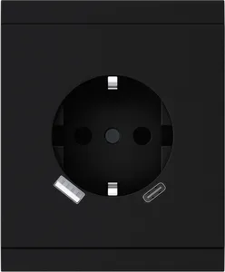 Розетка SETE 1-ая с/з с/у з/ш 16А с USB A+C быстрой зарядки 5В/3А антрацит IP20/IP44 KRANZ